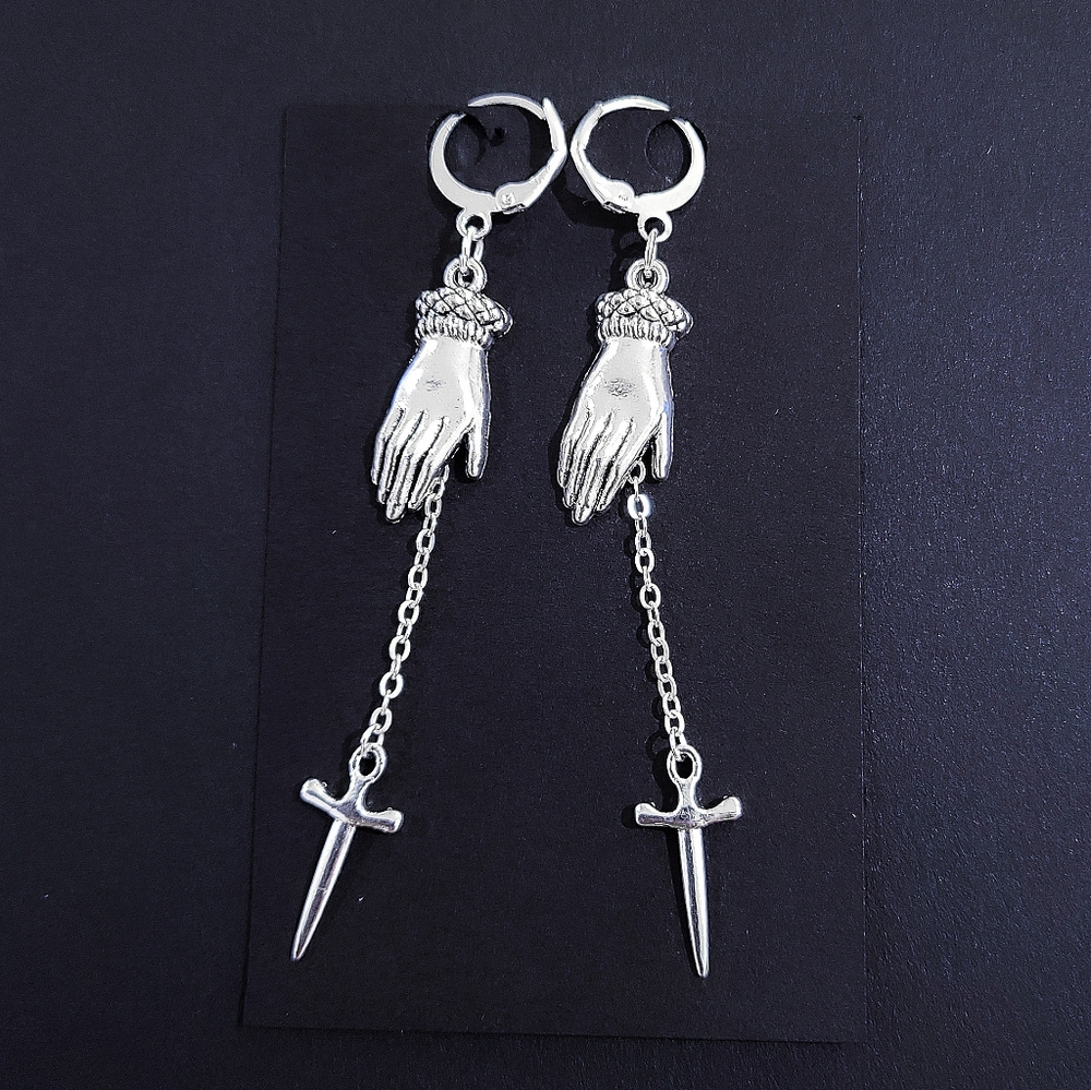 Silver Hand Dagger Earrings 🗡